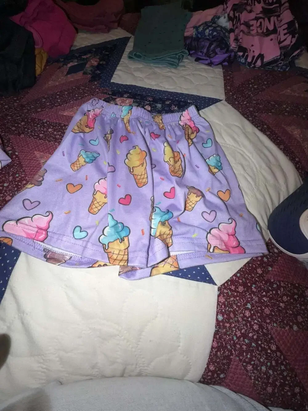 SHEIN Girls Ice Cream Print Tee & Shorts Loungewear Set size 7